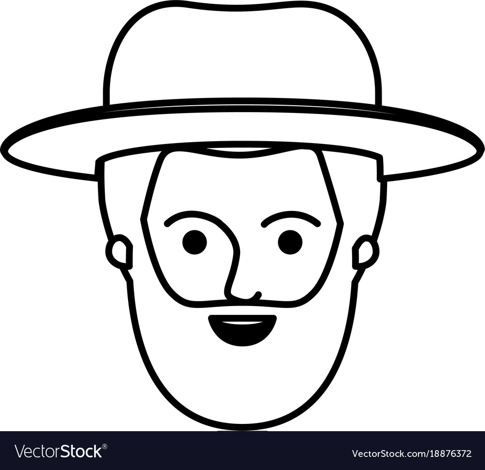 Male face with hat and short hair bearded