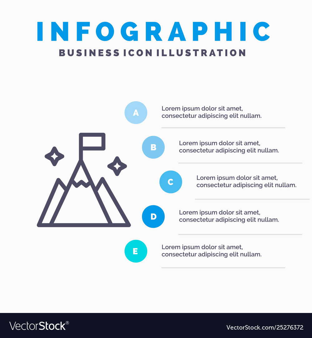 Mountain flag user interface line icon with 5