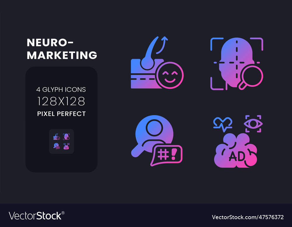 Neuromarketing purple solid gradient desktop icons