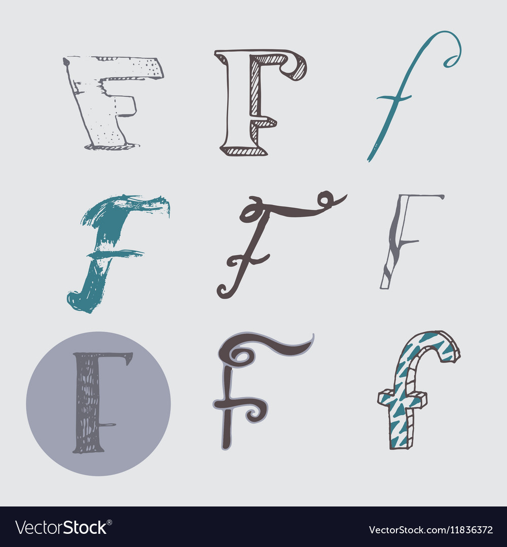 Original letters f set isolated on light gray