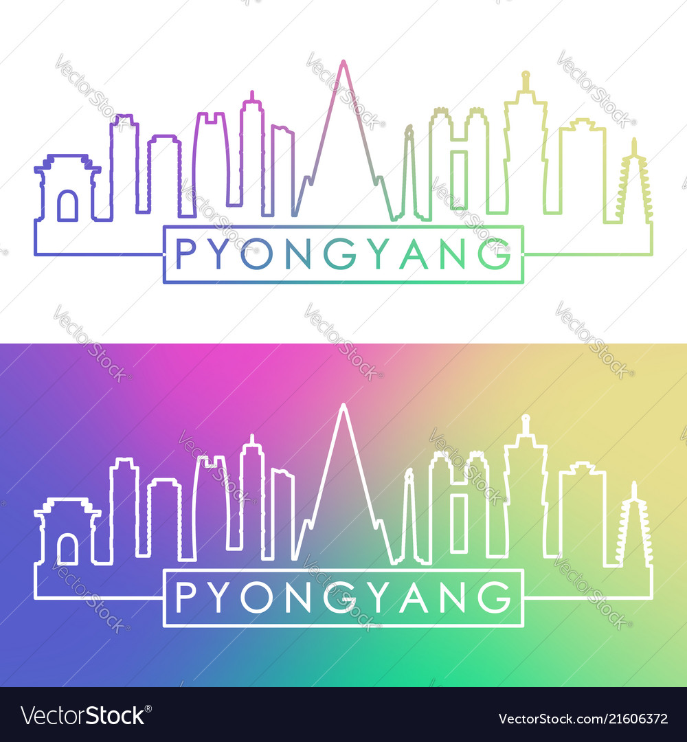 Pyongyang skyline colorful linear style editable