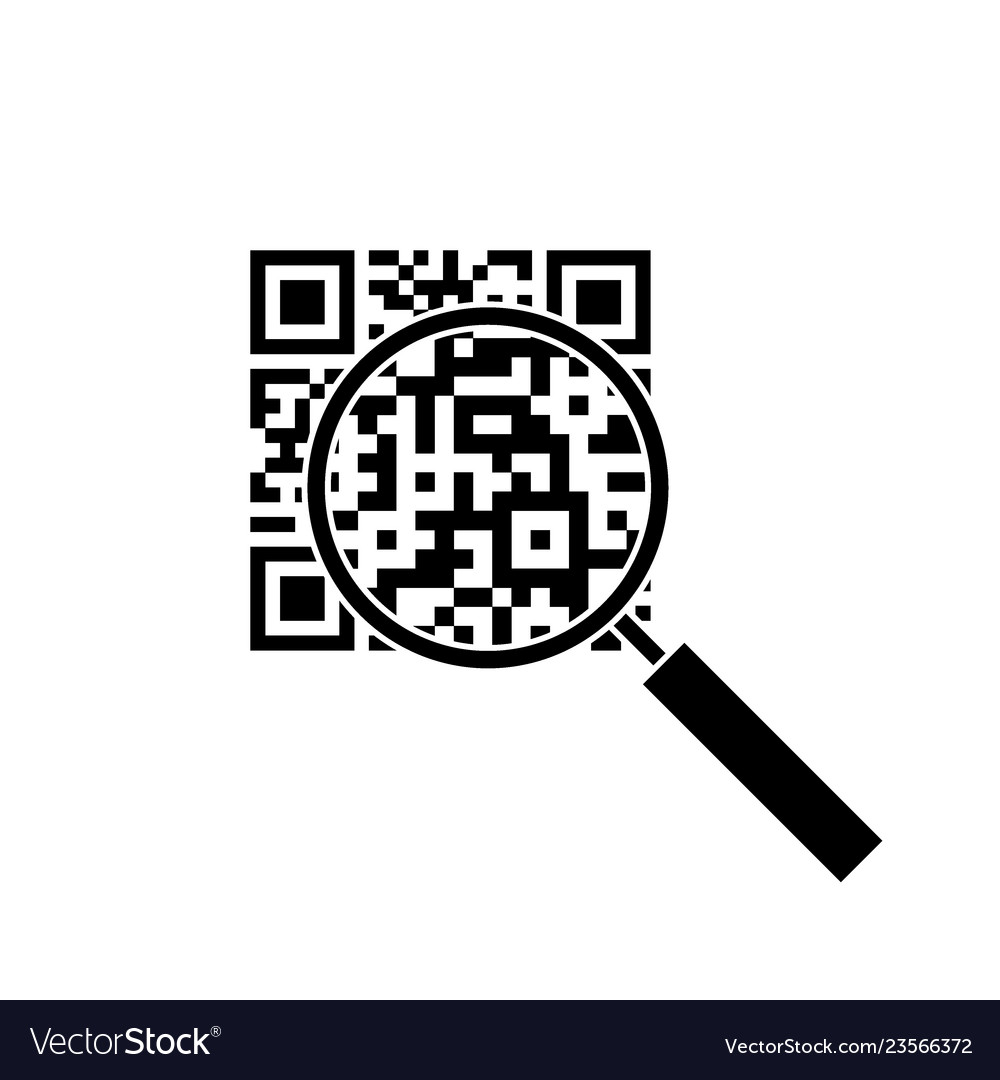 Qr code through the magnifying glass Royalty Free Vector