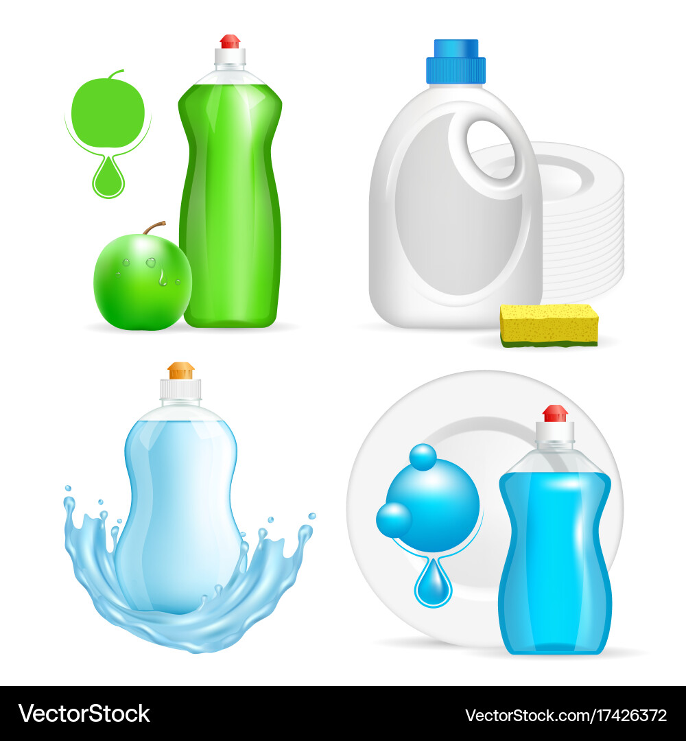 Realistic dishwashing liquid product icon Vector Image