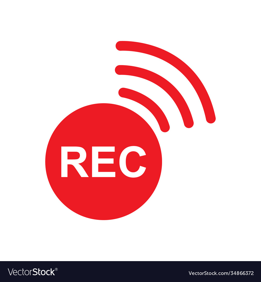Recording sign button red app panel rec symbol vector image Recording sign button red app panel rec symbol