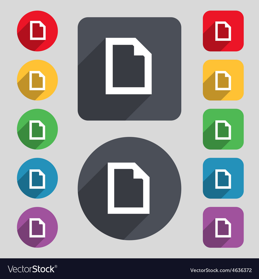 Text file document icon sign a set of 12 colored