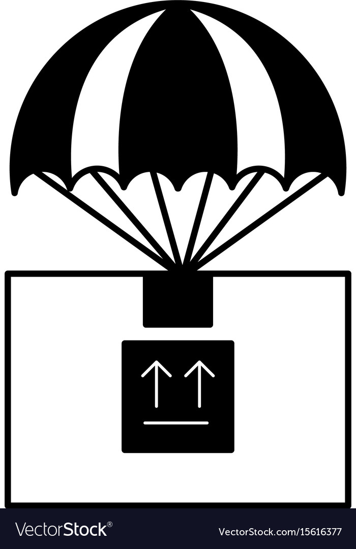 Box carton with parachute delivery icon