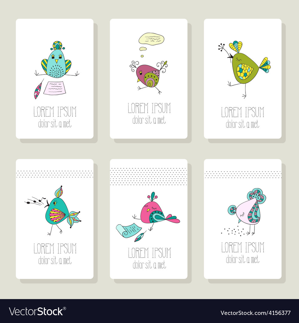 Cards with the image of birds in different actions