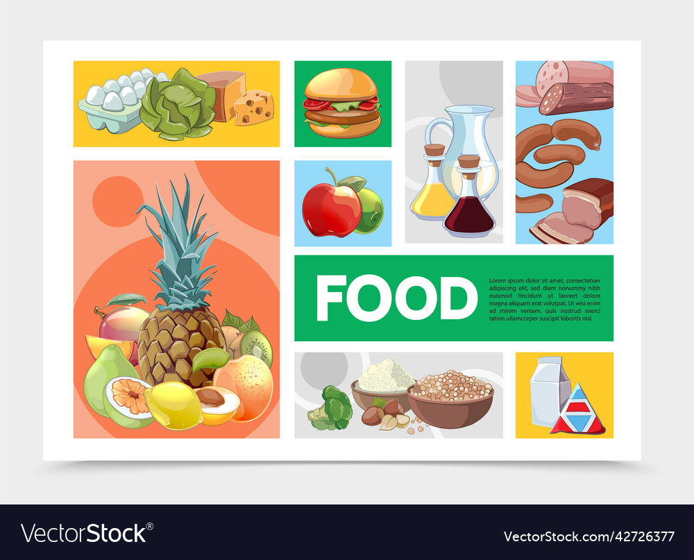 Cartoon colorful food infographic template Vector Image