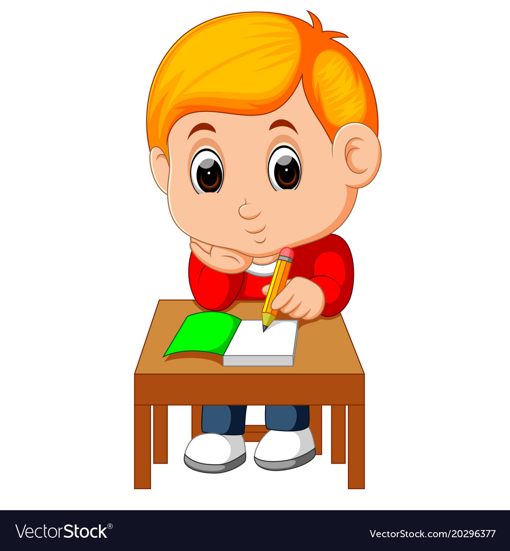 Cartoon Boy Writing