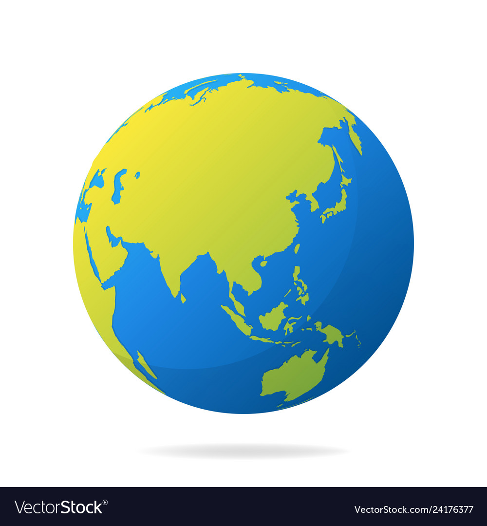 Download Earth globe with green continents modern 3d world Vector Image