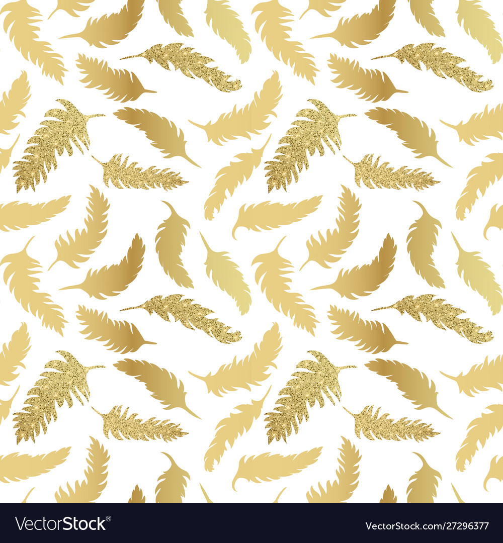 Golden Feather Seamless Pattern