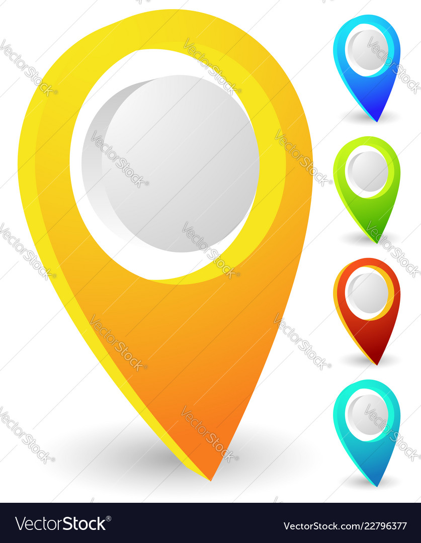 Map markers pins pointer elements 5 colors