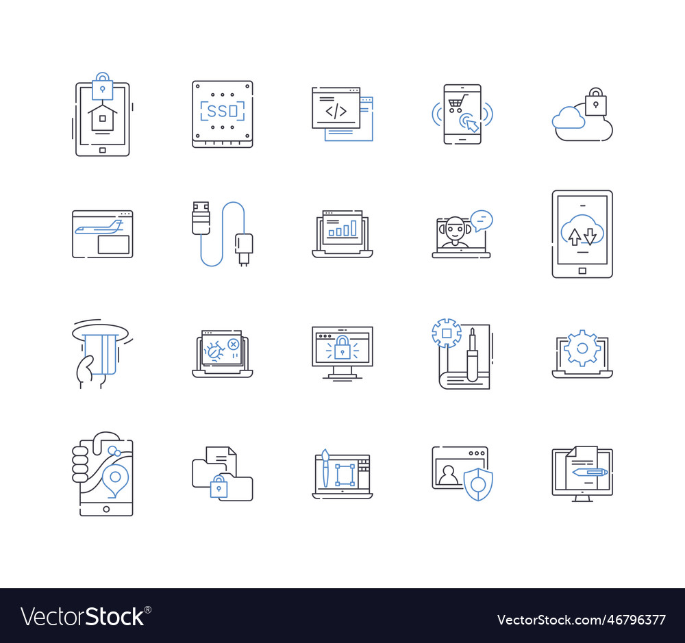 Nerk security line icons collection encryption