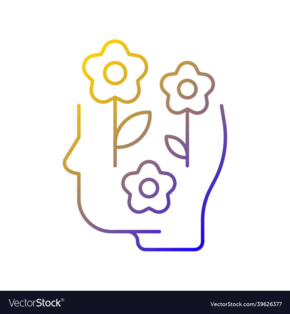 Positive mindset gradient linear icon vector image Positive mindset gradient linear icon
