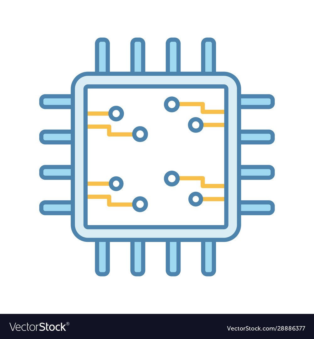 Processor with electronic circuits color icon vector image Processor with electronic circuits color icon