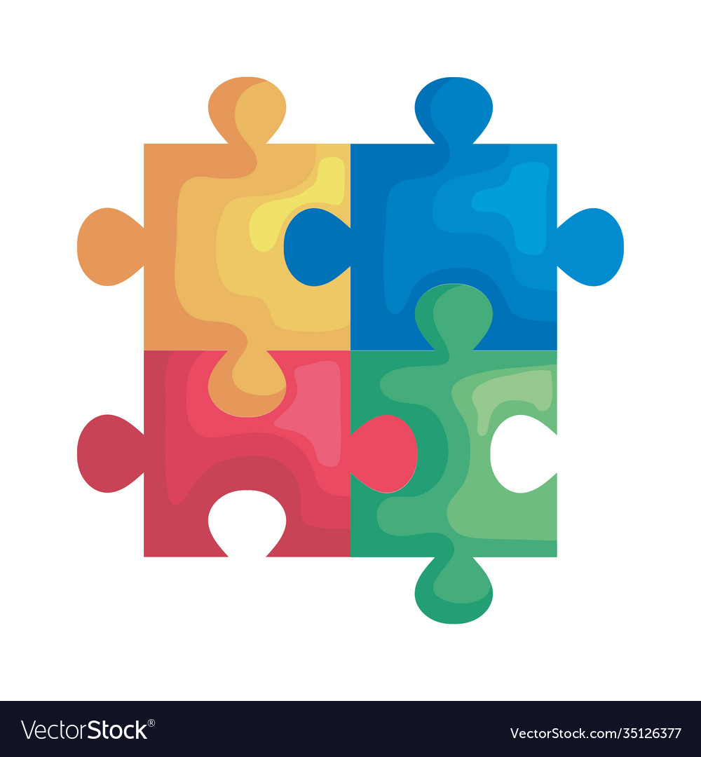 Puzzle game pieces isolated icons Royalty Free Vector Image