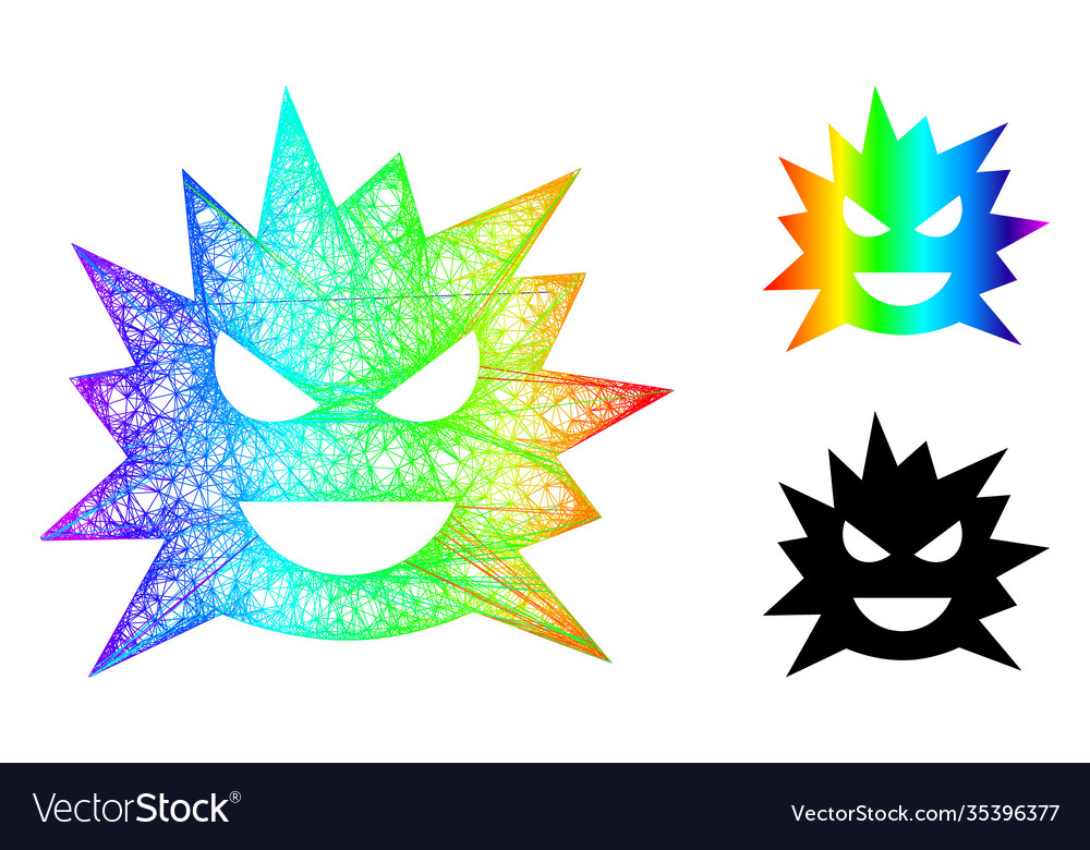 Rainbow net mesh gradient virus cell icon Vector Image Rainbow net mesh gradient virus cell icon