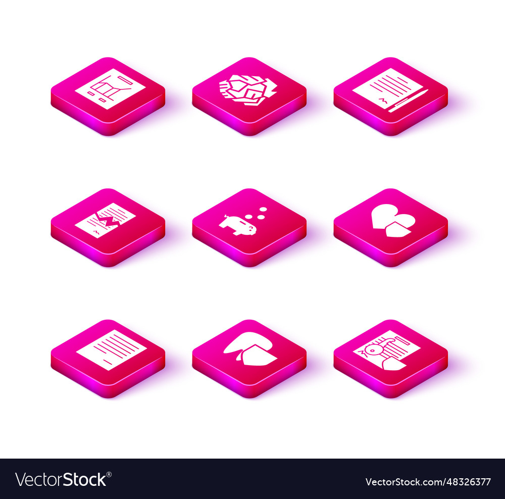 Set document tooth with shield torn contract vector image Set document tooth with shield torn contract