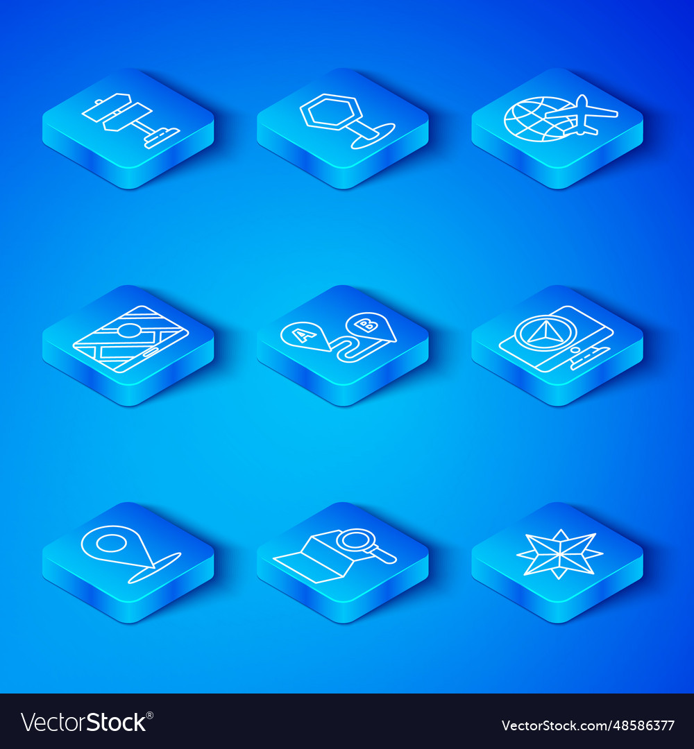 Set line location route search monitor Vector Image Set line location route search monitor