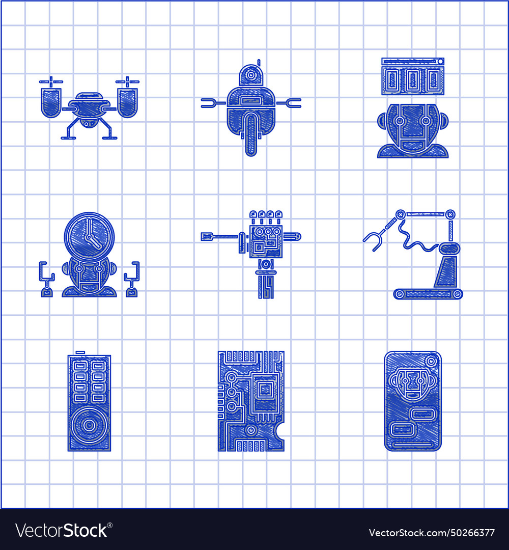 Set mechanical robot hand and screwdriver bot vector image Set mechanical robot hand and screwdriver bot
