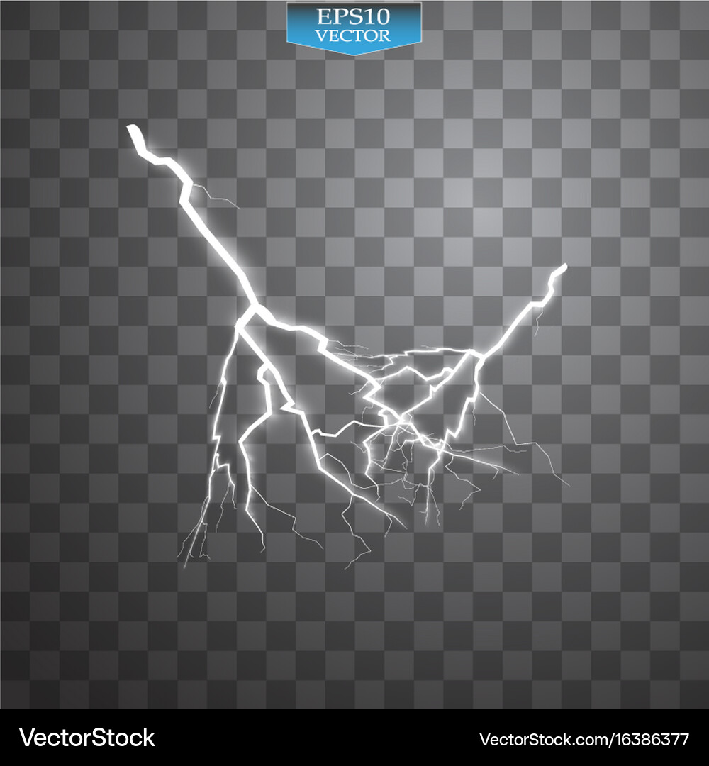 Set of lightnings thunder-storm Royalty Free Vector Image