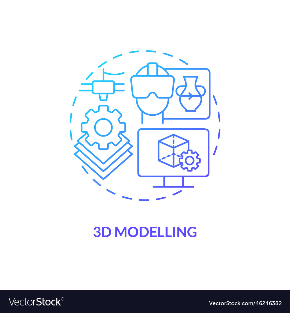 3d modelling blue gradient concept icon