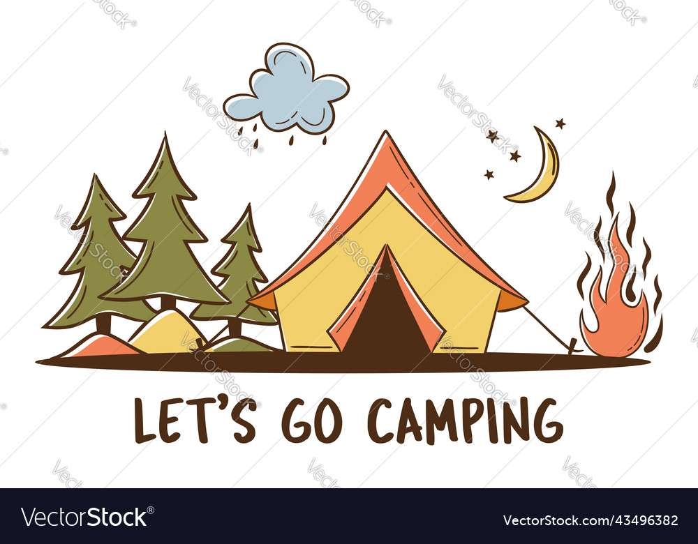 Adventures concept with camping tent forest Vector Image