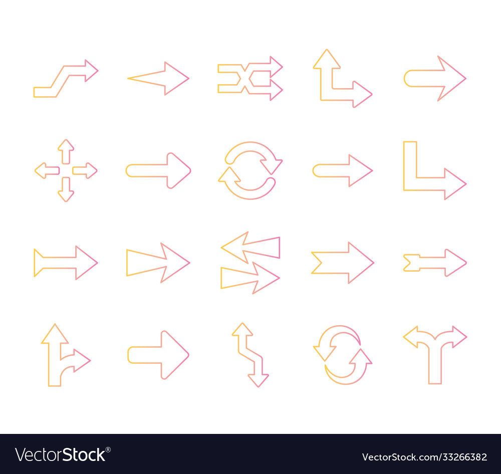 Arrows gradient style icons bundle design