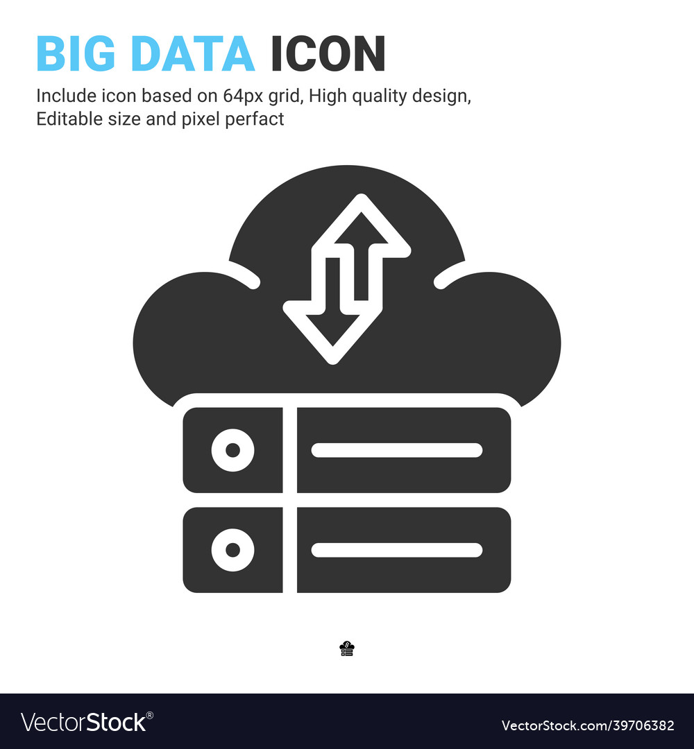 Big data icon with glyph style isolated vector image Big data icon with glyph style isolated