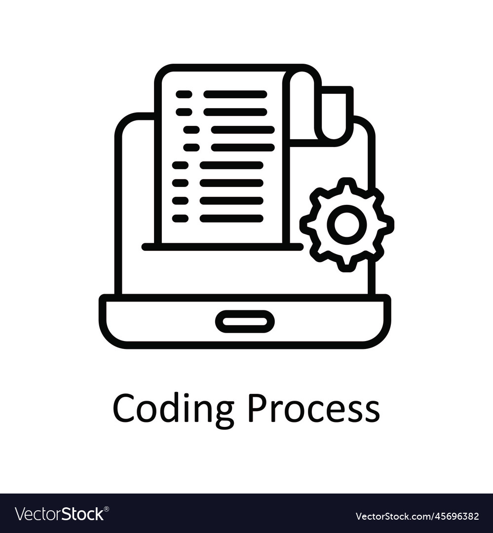 Coding process outline icon design