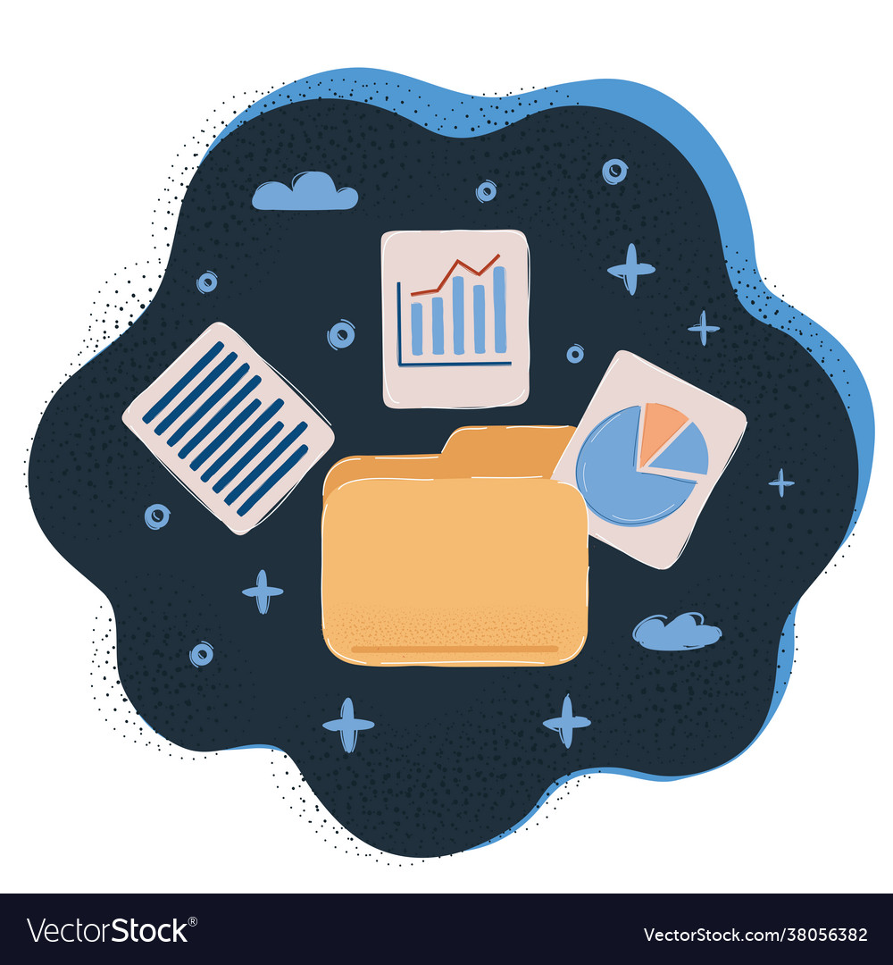 Folder and files on dark Vector Image Folder and files on dark