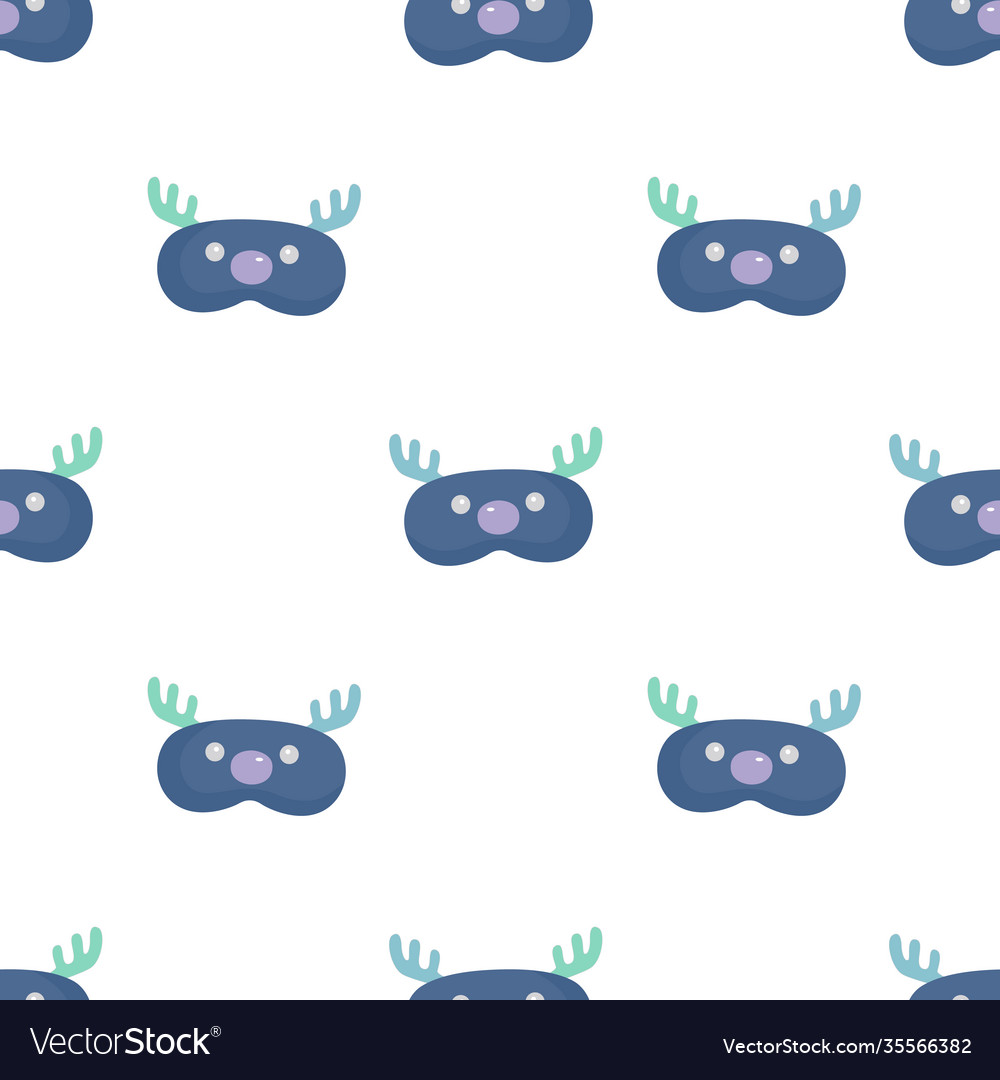 Head deer blue color geometric seamless pattern