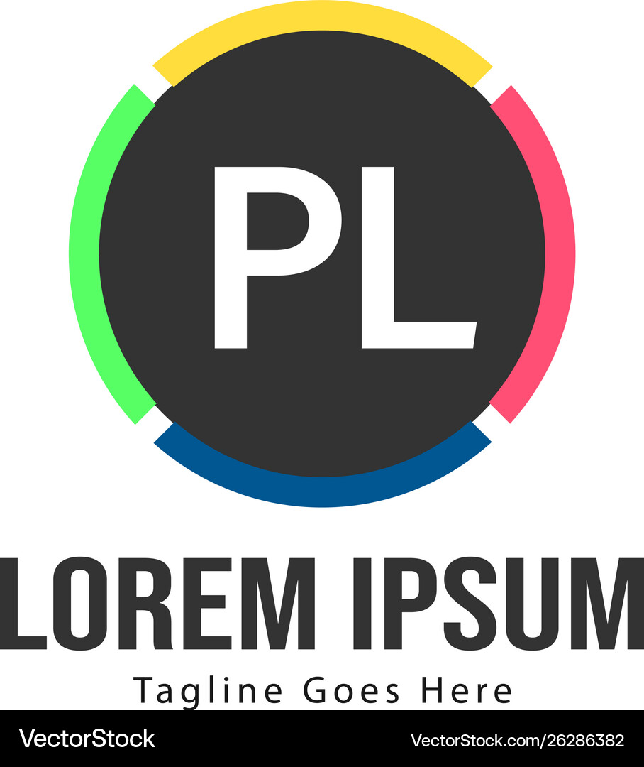 Basic Pl Initial pl logo template with modern frame Vector Image