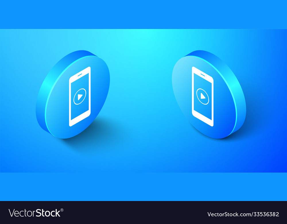 Isometric smartphone with play button