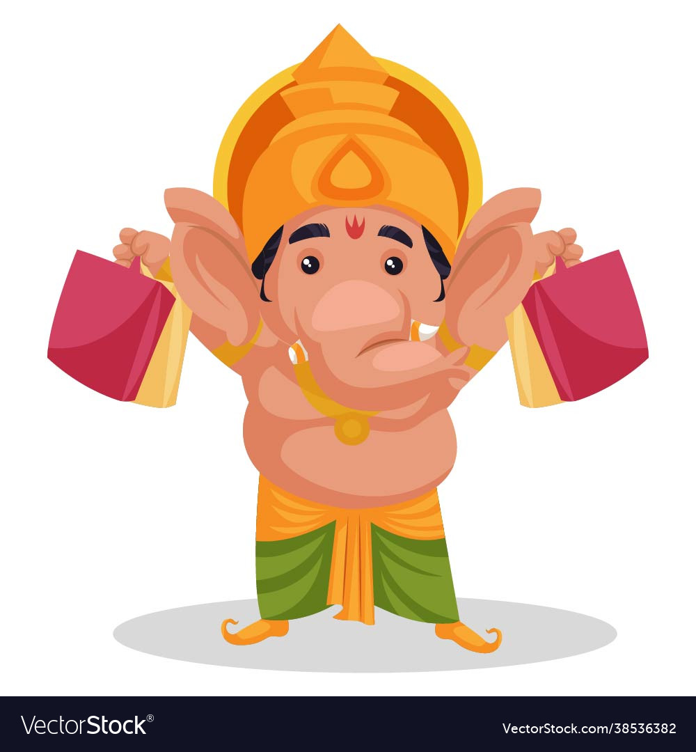 Lord ganesha cartoon character Royalty Free Vector Image