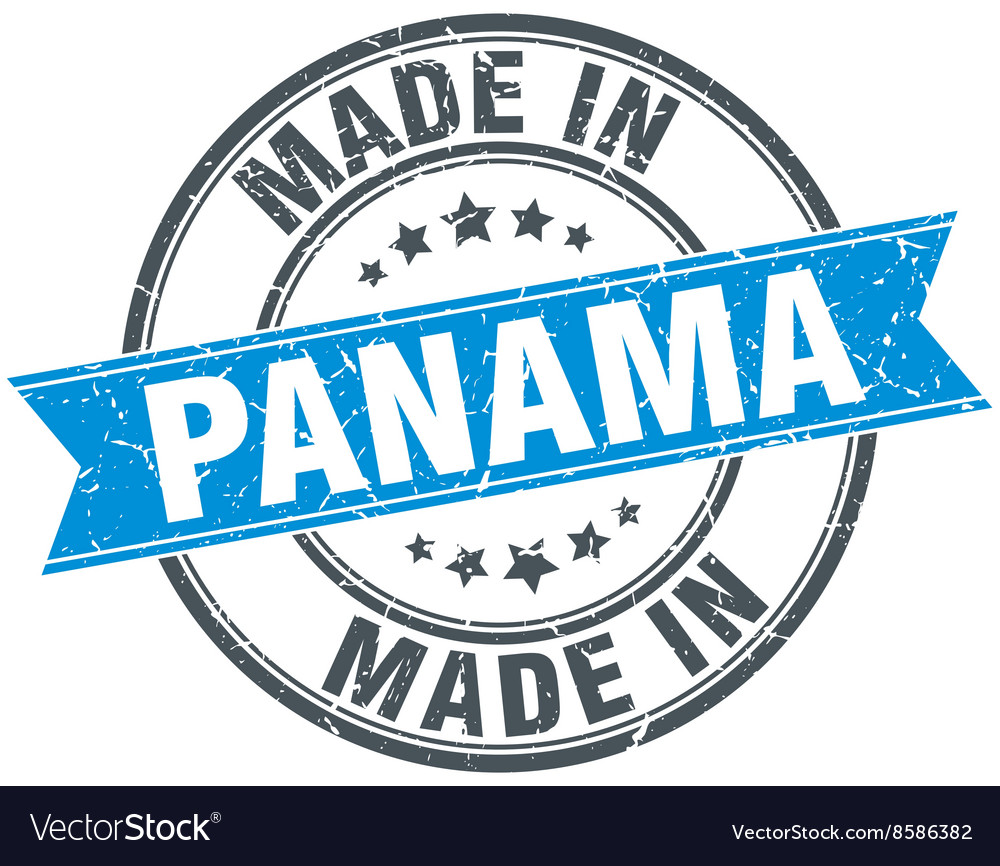 Made in panama blue round vintage stamp