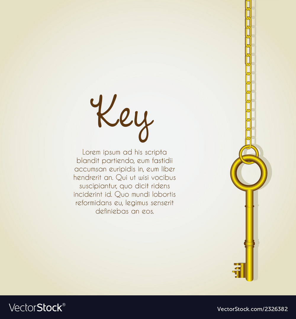 Old golden keys dangling chain links