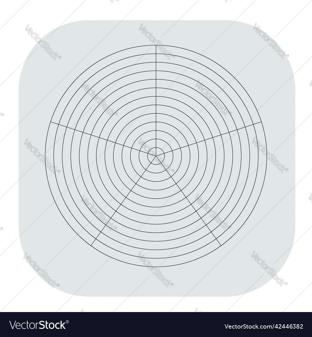 Polar circular grid mesh pie chart graph element vector image Polar circular grid mesh pie chart graph element
