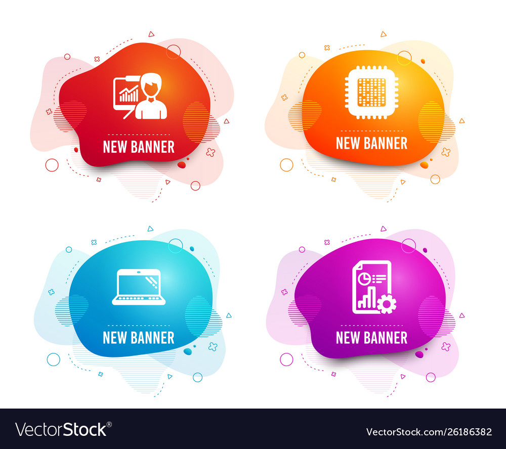 Presentation cpu processor and laptop icons vector image Presentation cpu processor and laptop icons