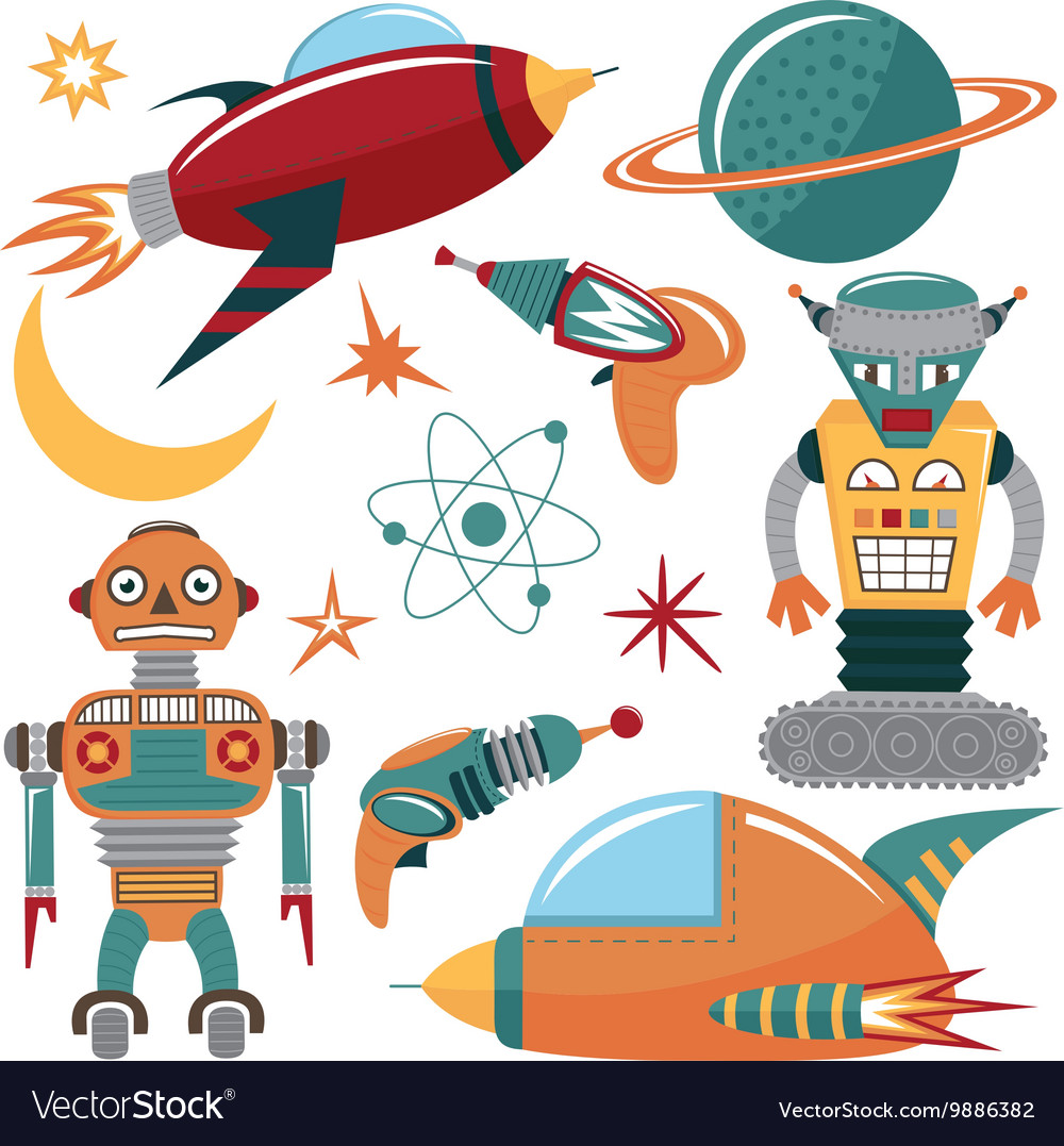 Retro Space Robots & Spaceships
