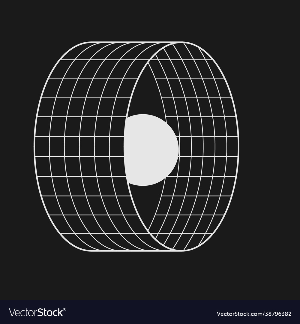Retrofuturistic circle grid portal with sphere vector image Retrofuturistic circle grid portal with sphere
