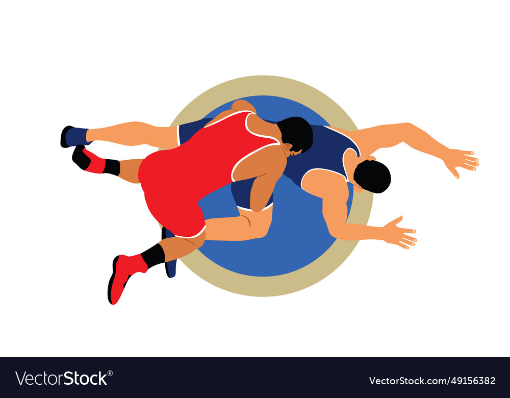 Wrestlers Match Competition Sports Man Wrestling Vector Image