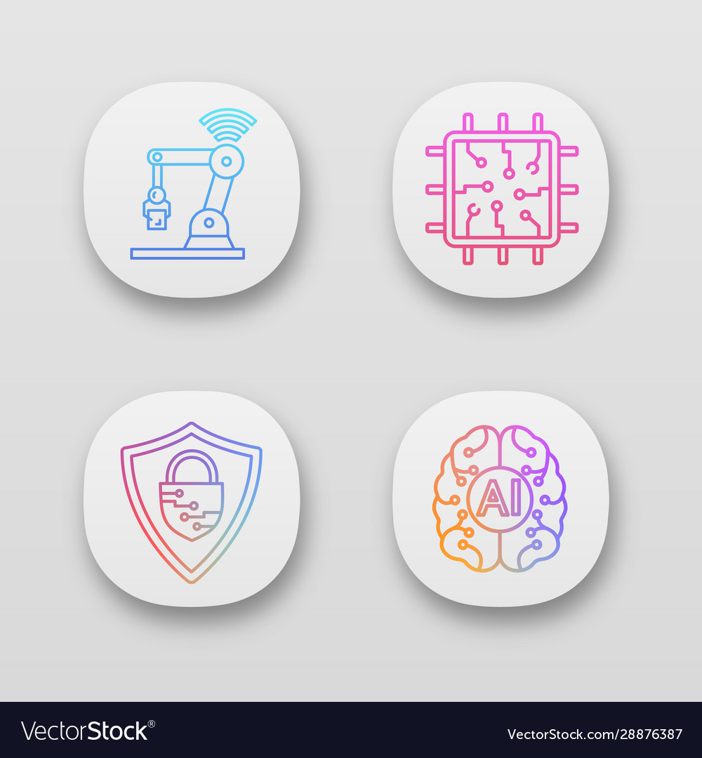 Artificial intelligence app icons set