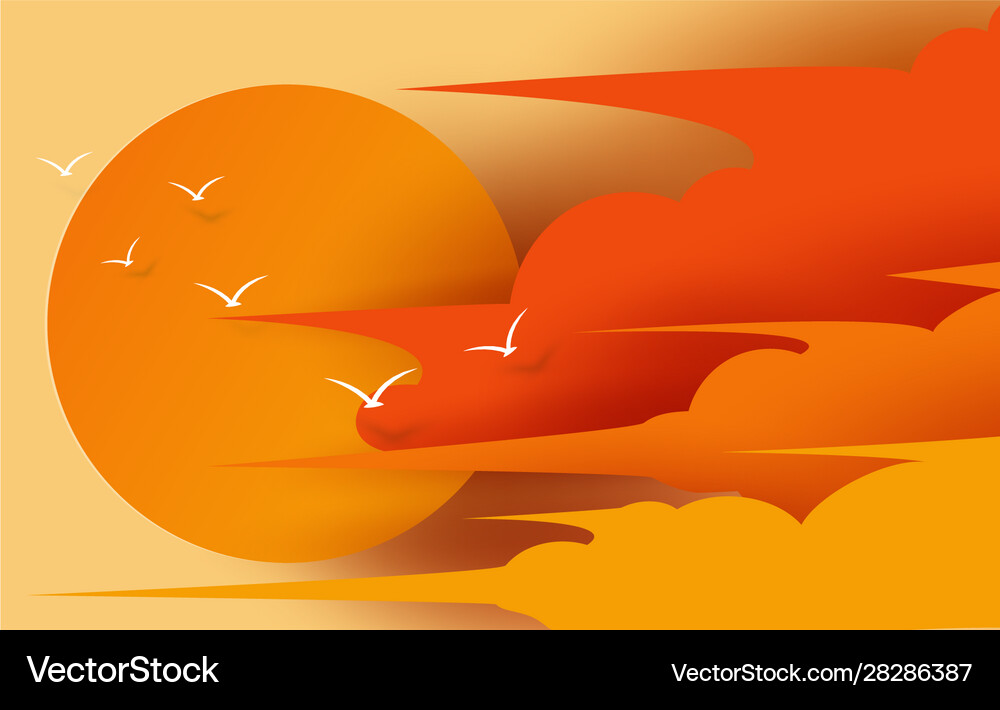 Cloudscape view and sunset in evening Royalty Free Vector