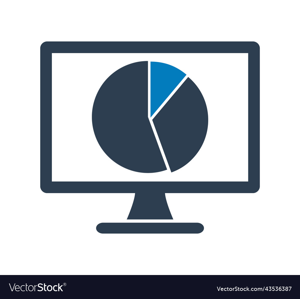 Computer graph icon with pie chart symbol flat Vector Image Computer graph icon with pie chart symbol flat