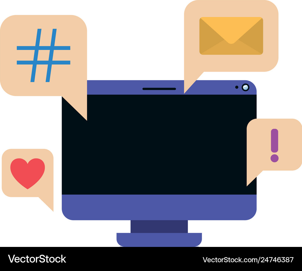 Computer screen with speech bubble isolated icon Vector Image