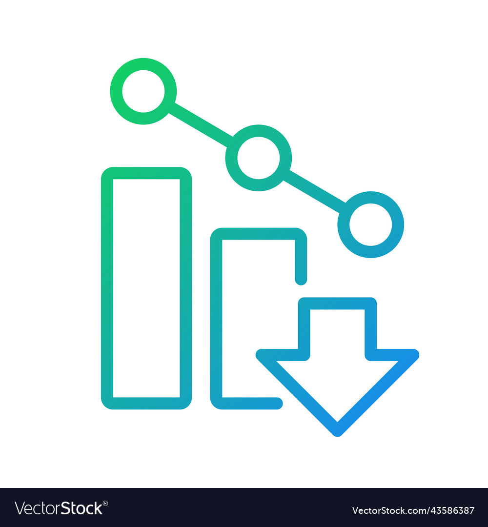 Falling arrow pixel perfect gradient linear icon vector image Falling arrow pixel perfect gradient linear icon