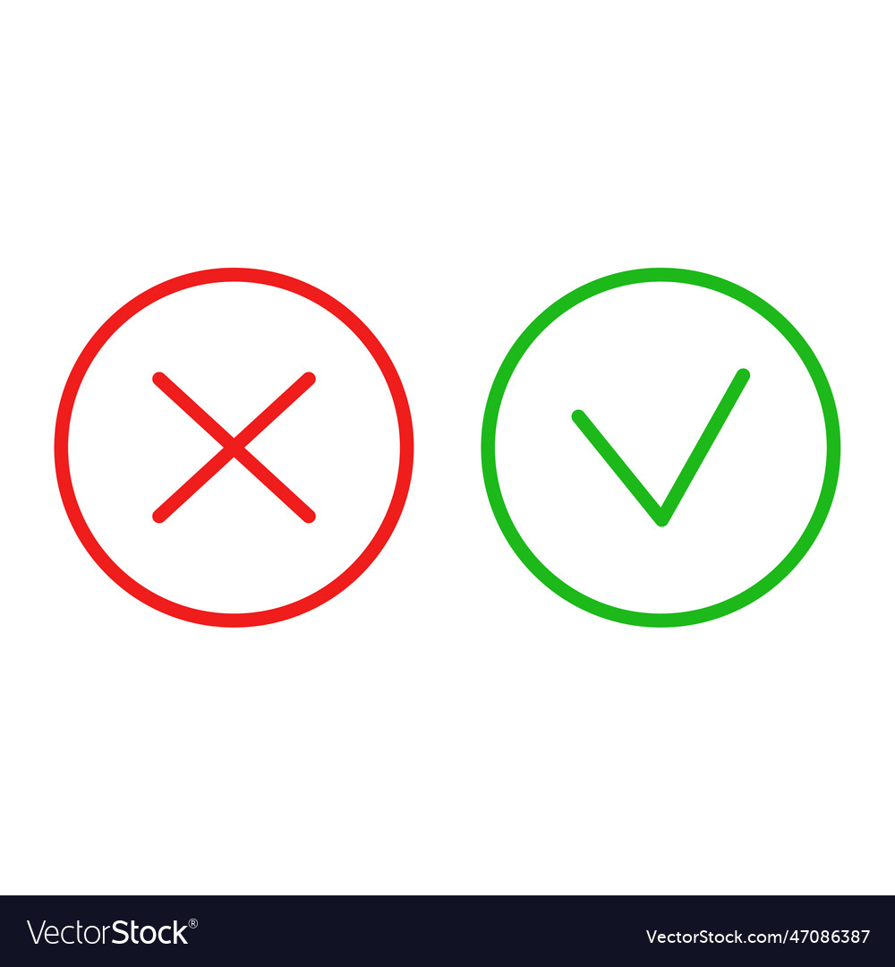 Flat cross check mark circle for web design app vector image Flat cross check mark circle for web design app
