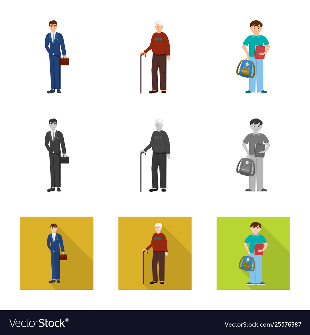 Isolated object character and avatar sign set vector image Isolated object character and avatar sign set
