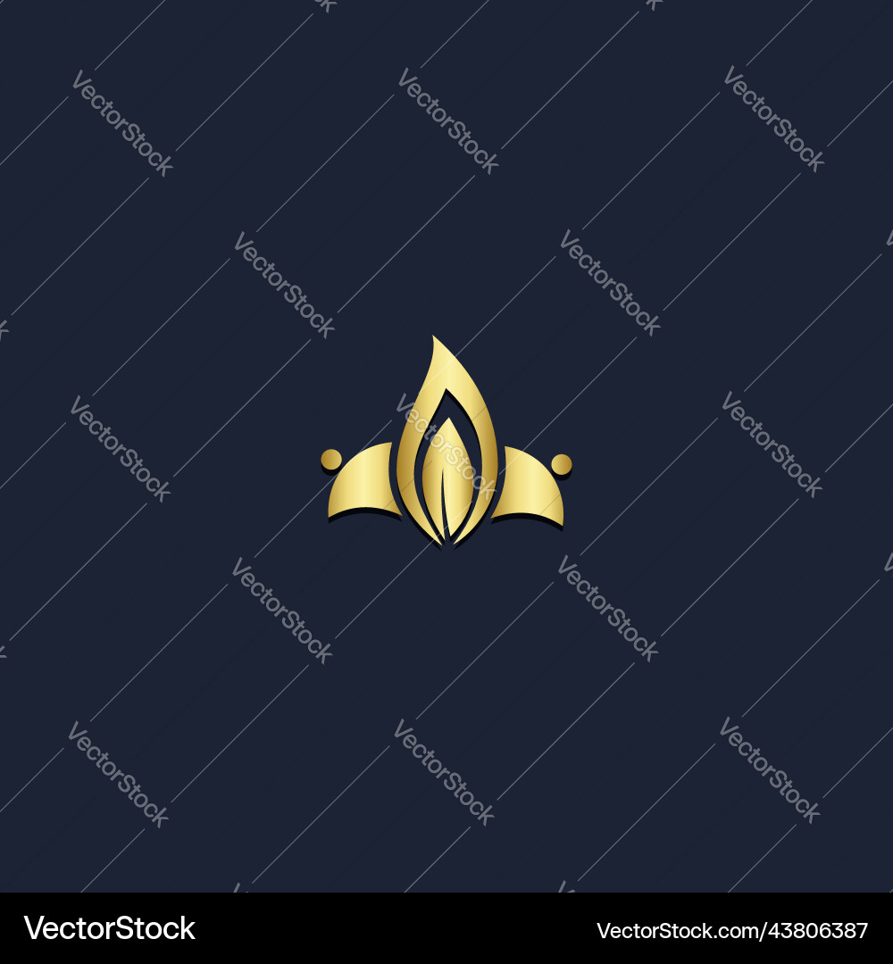 Luxury leaf eco beauty gold logo Royalty Free Vector Image